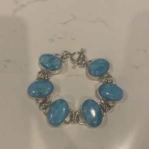 Silver and blue bracelet